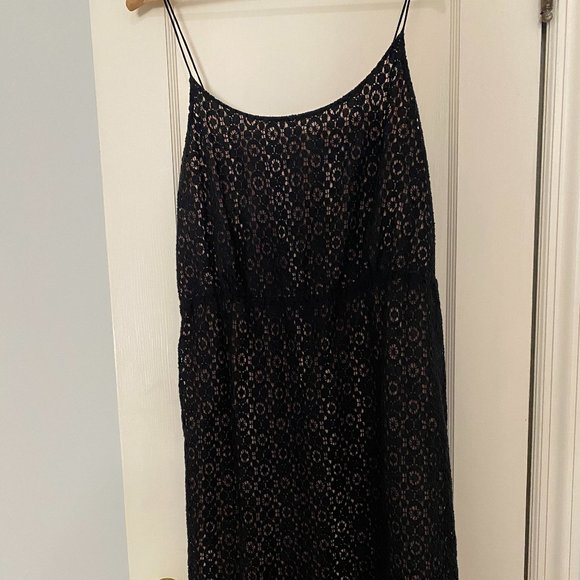 J. Crew Black Lace Lined Spaghetti Strap Dress - Picture 1 of 10